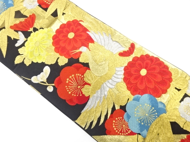 JAPANESE KIMONO / ANTIQUE FUKURO OBI / SILK / WOVEN UME